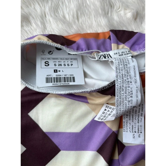 zara bike shorts small athletic Print Bold Bright Stretch multicolor geo print - Picture 4 of 6